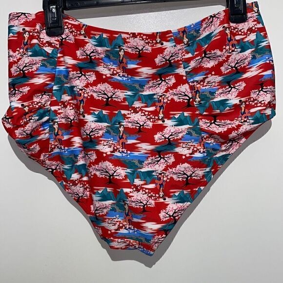 Disney Hot Topic Women's Mulan Print Red Hipster Swim Bottom Size XXL - Picture 3 of 6